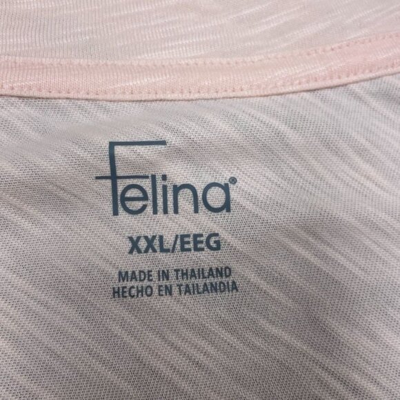 Felina Womens V-Neck Pink Lightweight Tee XXL Soft Cotton Blend d0609 - Picture 3 of 8